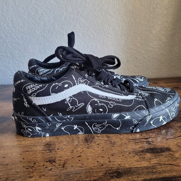Vans Other - Vans Old Skool x Peanuts Snoopy Black Canvas Mens Shoes Size 7.5 Men Women 9 Euc